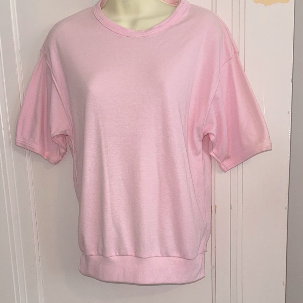 Vintage 70s/80s MS. Casuals Pink Short Sleeve Cotton/Polyester Knit‎ Top